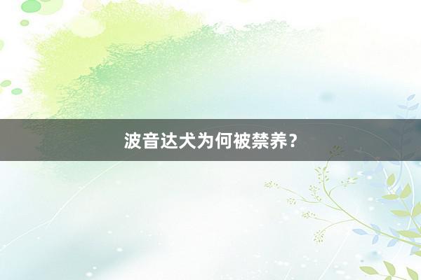 波音达犬为何被禁养？